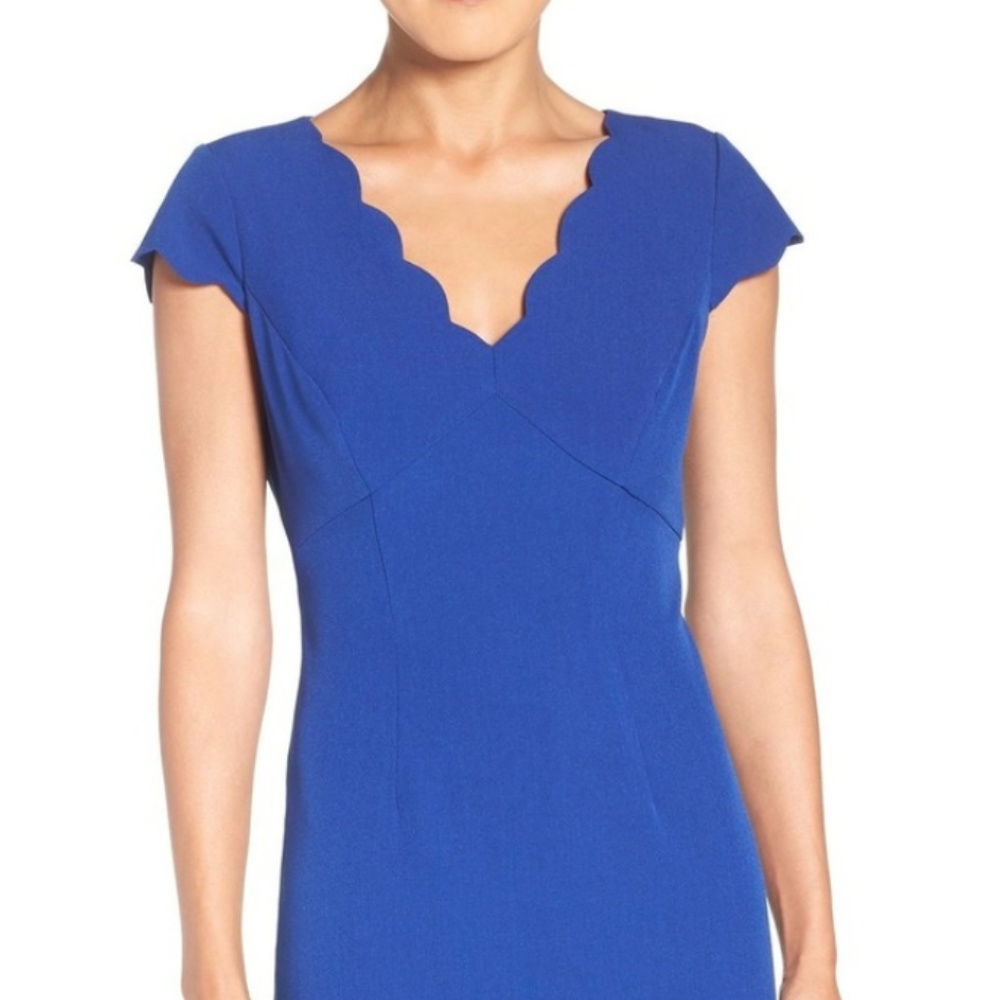 Adrianna Papell Scalloped Crepe Sheath Dress